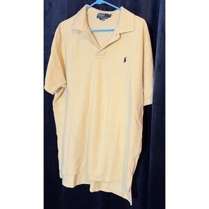 Vintage Polo Ralph Lauren Yellow Knit Polo Shirt 100% Cotton Men Size XL